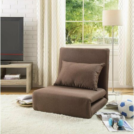 POSH LIVING Relaxie Linen 5-Position Convertible Flip Chair Sleeper Dorm Bed Couch Lounger Sofa-Brown FC63-03BN-UE